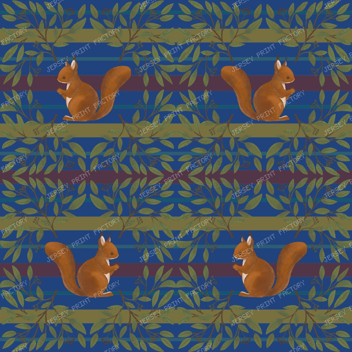 Squirrels and Stripes Nighttime Blue