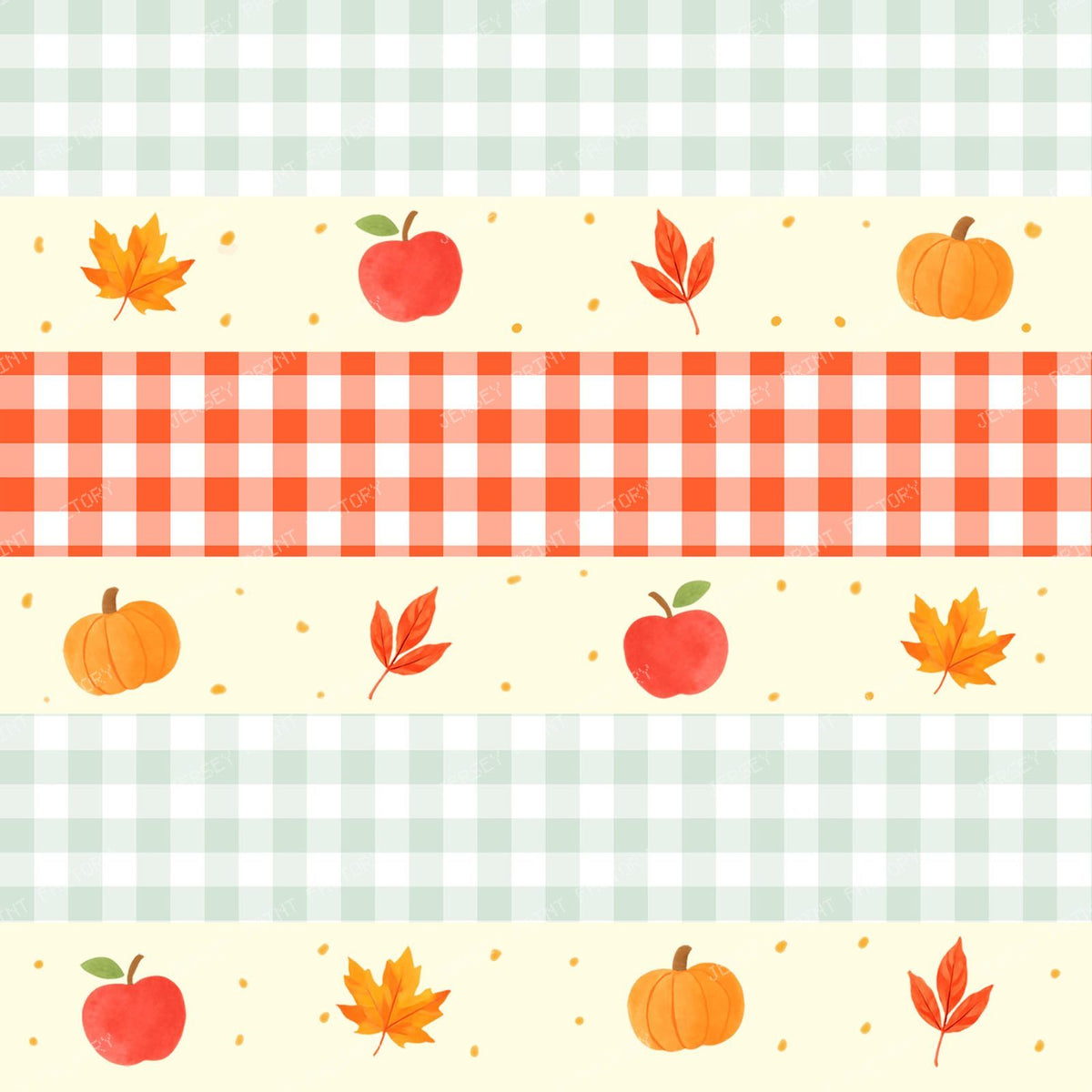 Cozy fall borders stripes with pumpkins,leaves and gingham checks