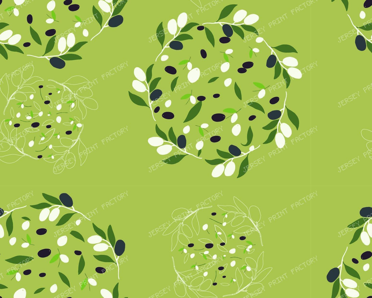 Olives Garlands on Green — Natural