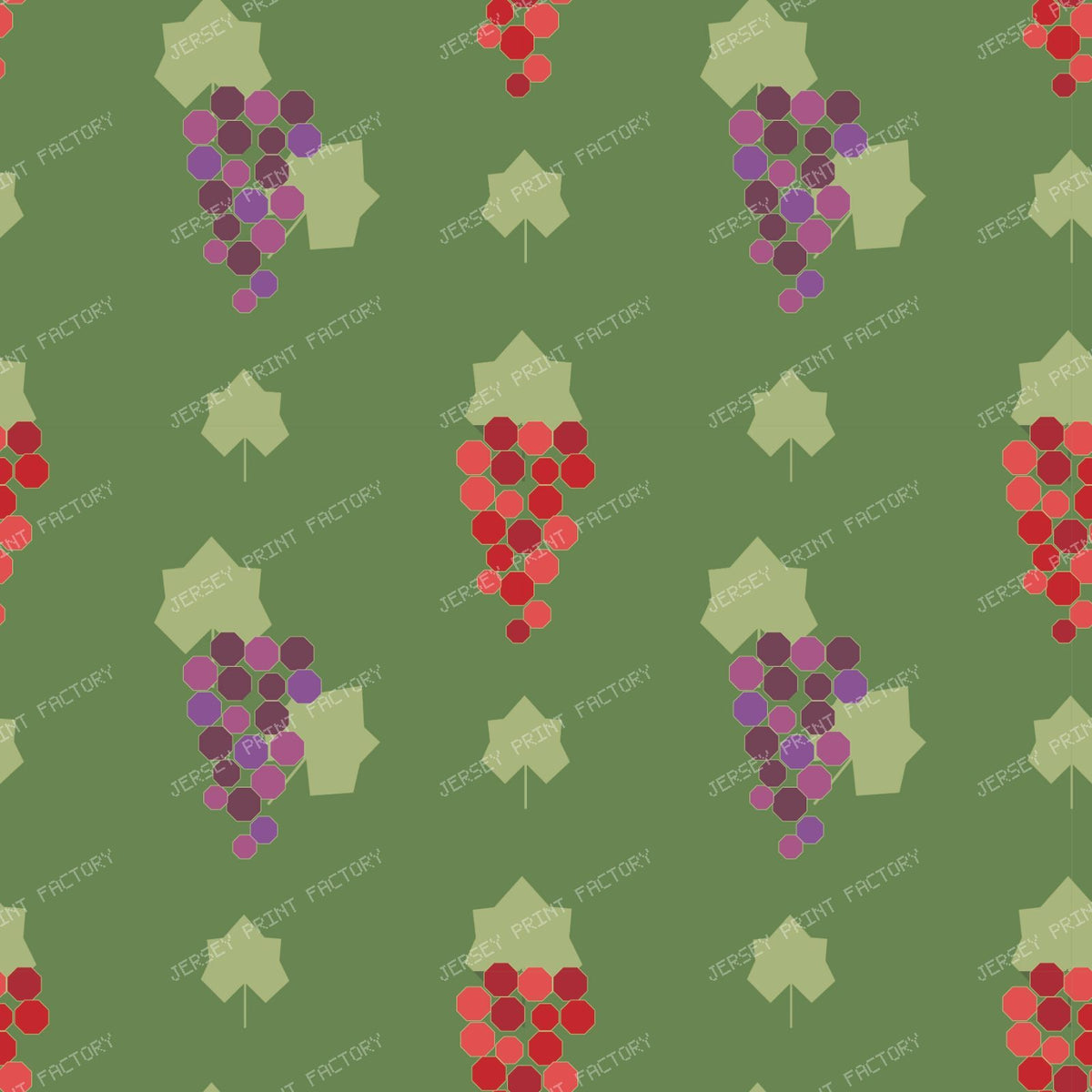 Grapevine Deco Green & Purple Clusters On Red (S) — Red & purple on green