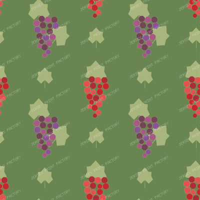 Grapevine Deco Green & Purple Clusters On Red (S) — Red & purple on green