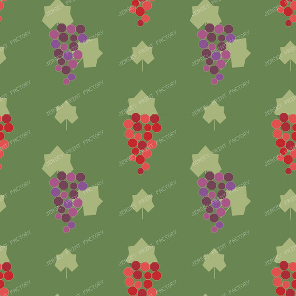 Grapevine Deco Green & Purple Clusters On Red (S) — Red & purple on green