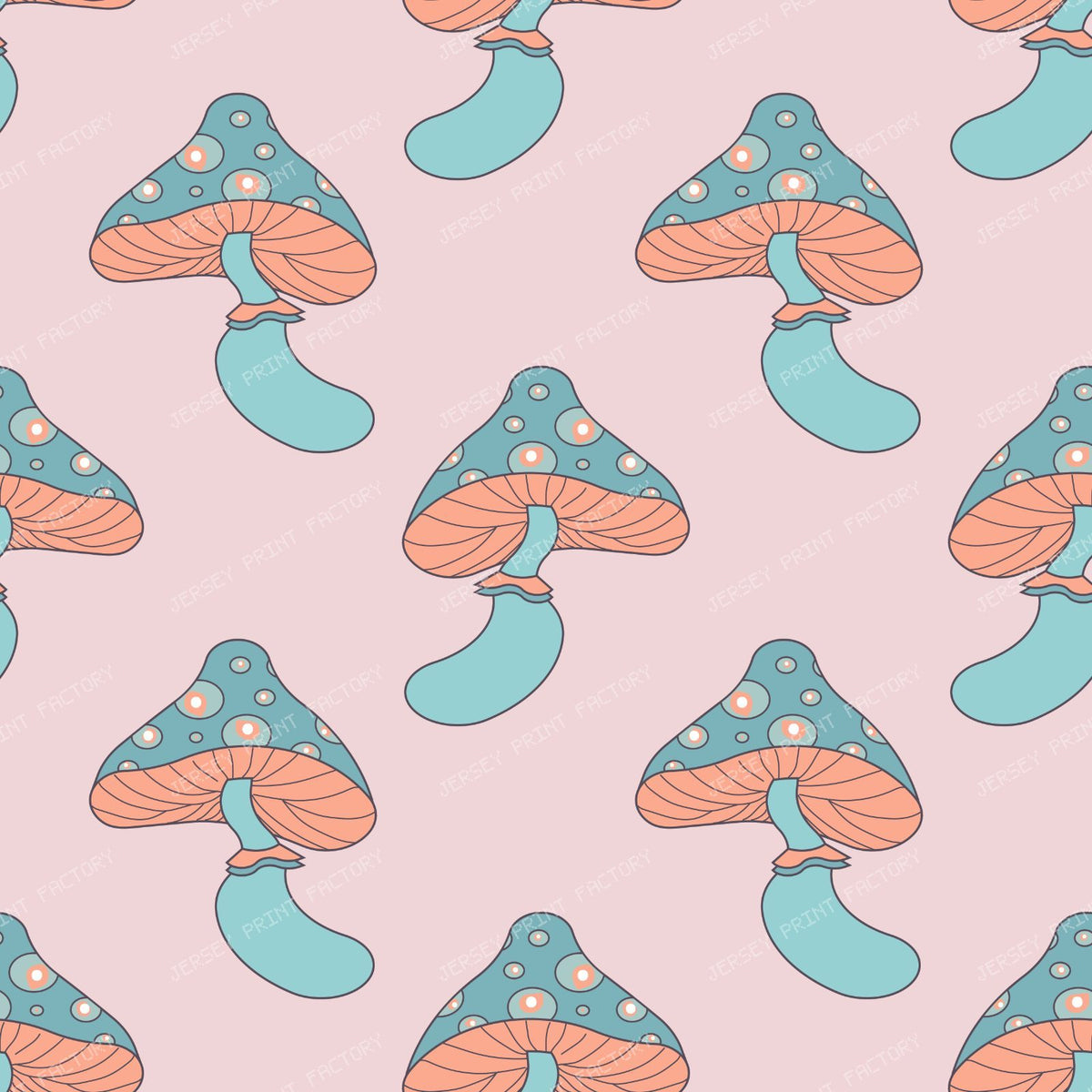 Blue Mushrooms, Pattern Of Mushrooms, Spotted Mushrooms — Pink