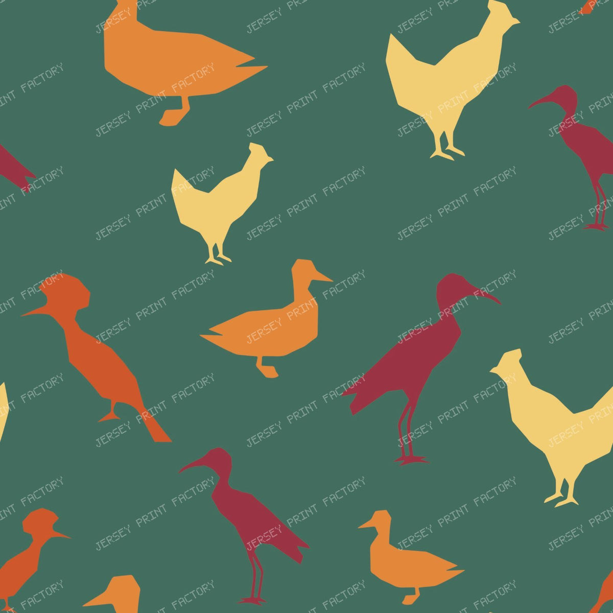 Countryside birds on mustard — Green