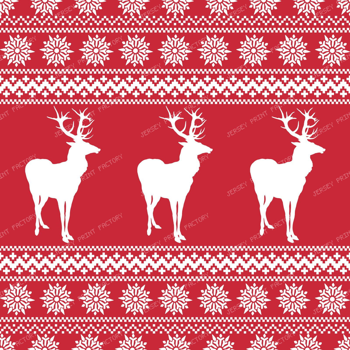 Ugly Christmas Sweater, Snowflakes, Deer, Reindeer, Blue — Red