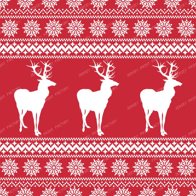 Ugly Christmas Sweater, Snowflakes, Deer, Reindeer, Blue — Red