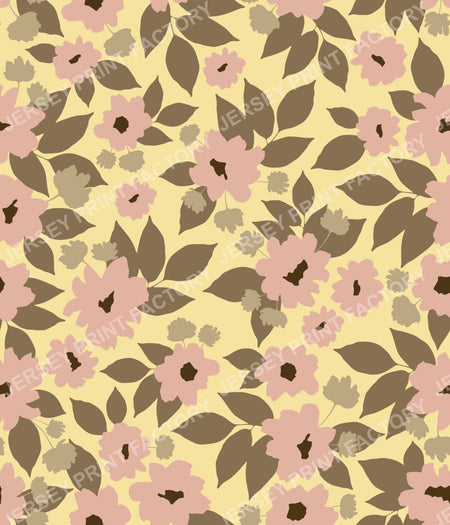 Floral Garden - Flowers and Leaves on Yellow