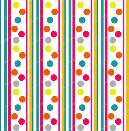 Colorful Polka Dots, Colorful Stripes, Retro Pattern