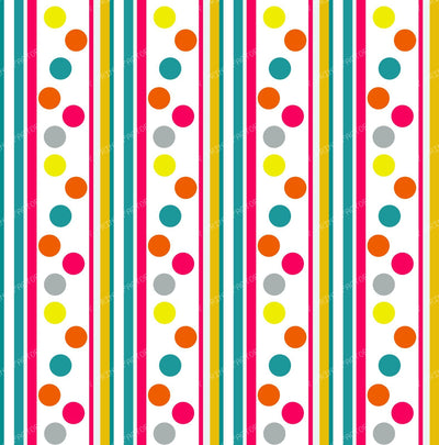 Colorful Polka Dots, Colorful Stripes, Retro Pattern