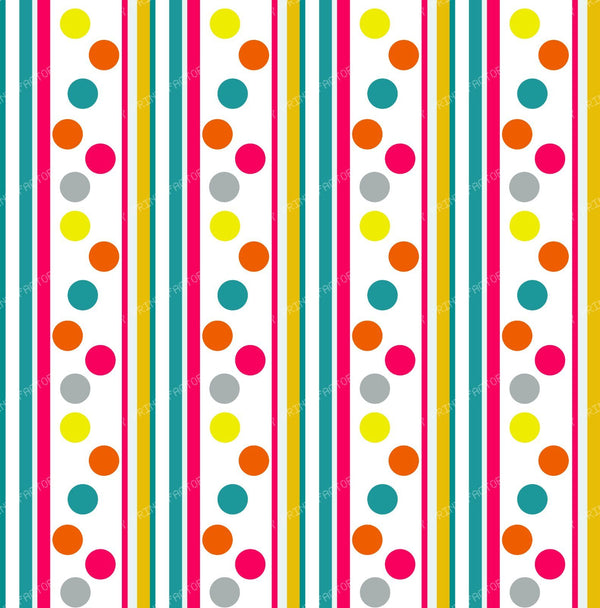 Colorful Polka Dots, Colorful Stripes, Retro Pattern