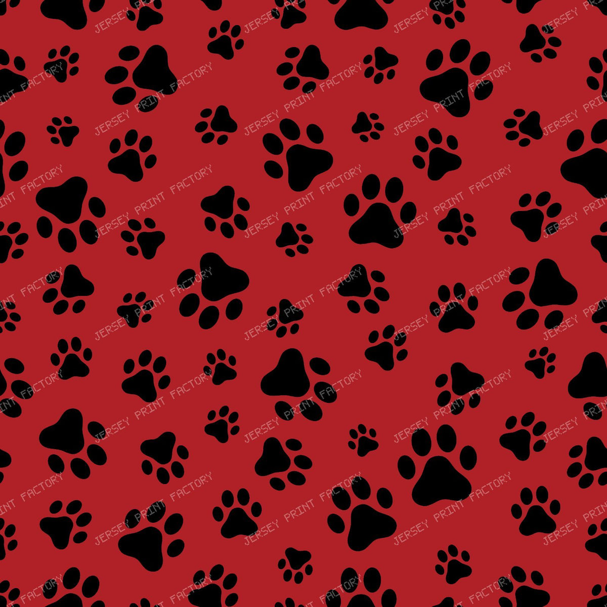 Pattern Of Paws, Dog Paws, Black and White — Red 4