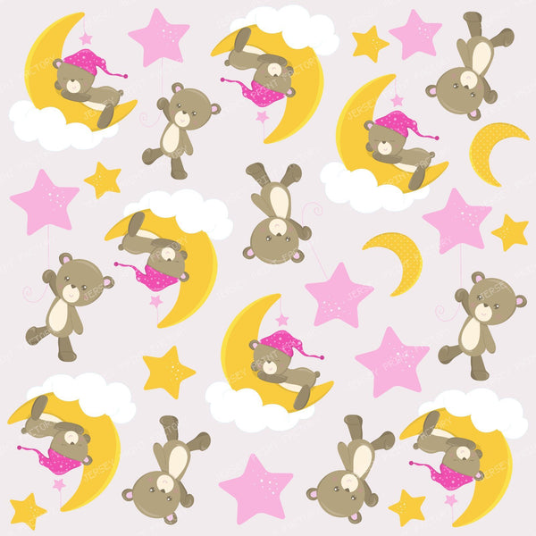 Pattern Of Bears, Cute Bears, Teddy Bears, Stars — Pink