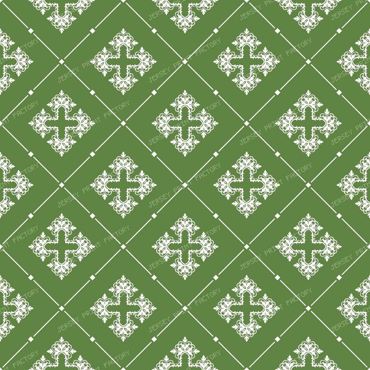 Black And White Damask, French Damask, Baroque Pattern — Green 2