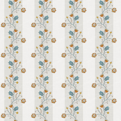 Vintage Chintz Stripe - Teal and Rust - Large