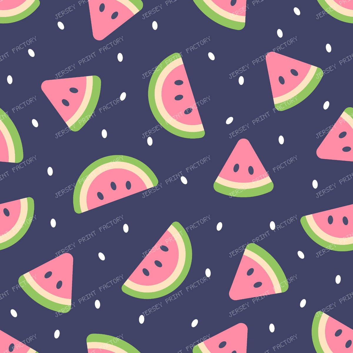 Pink Watermelons, Watermelon Seeds, Summer Pattern — Navy Blue