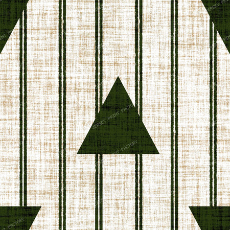 Christmas Arrow Stripe in Cream Linen Texture — Forest green