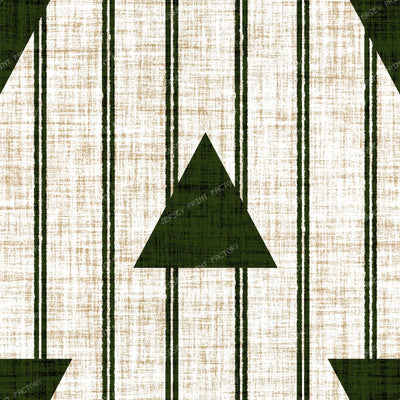 Christmas Arrow Stripe in Cream Linen Texture — Forest green