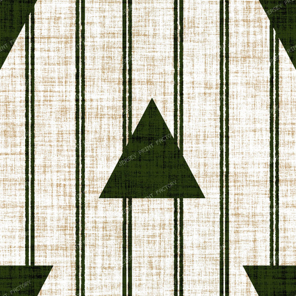 Christmas Arrow Stripe in Cream Linen Texture — Forest green
