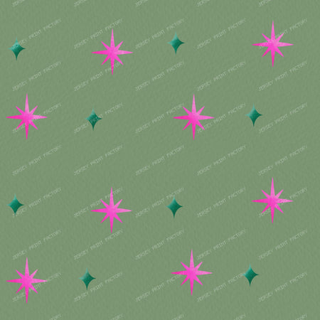Pink Sparkle & Stars on Purple — Pastel Green