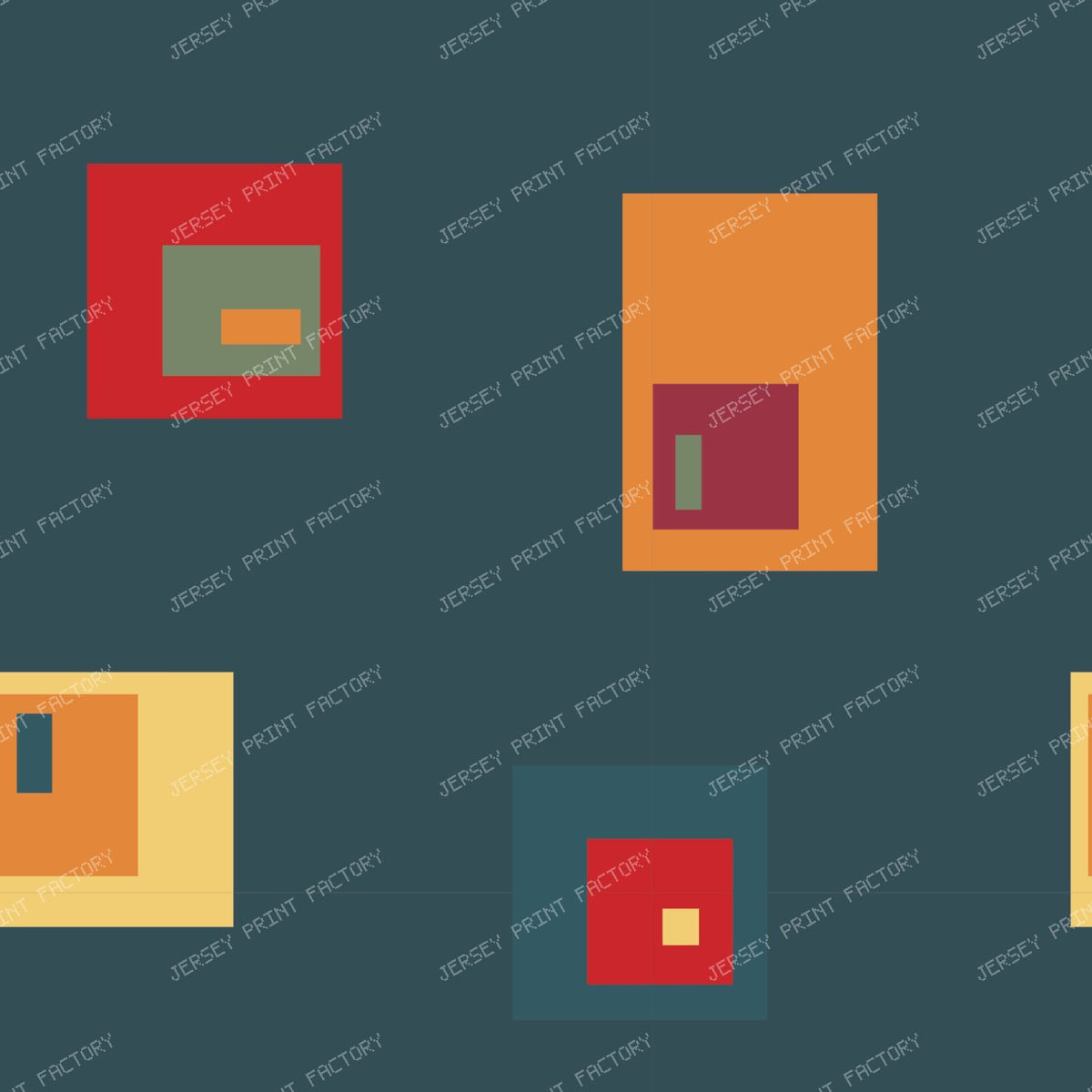 Retro Bauhaus Quadrants Burnt Orange — Blue