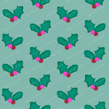 Christmas Holly on Purple — Sage