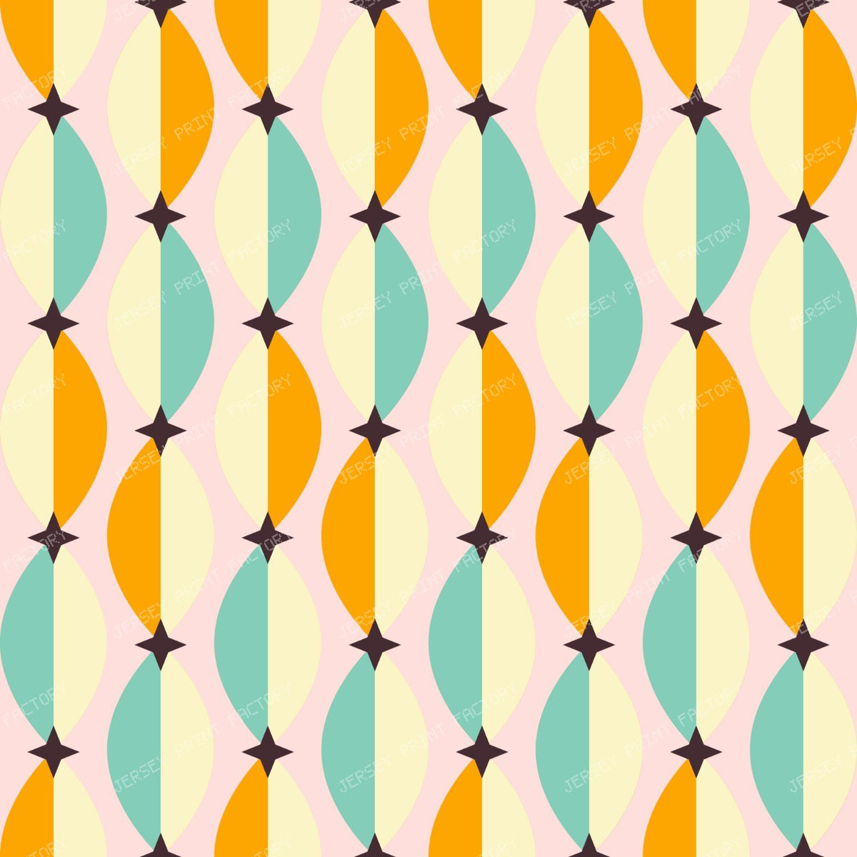 Retro Almonds and Stars Duotone Lattice Soft Pink