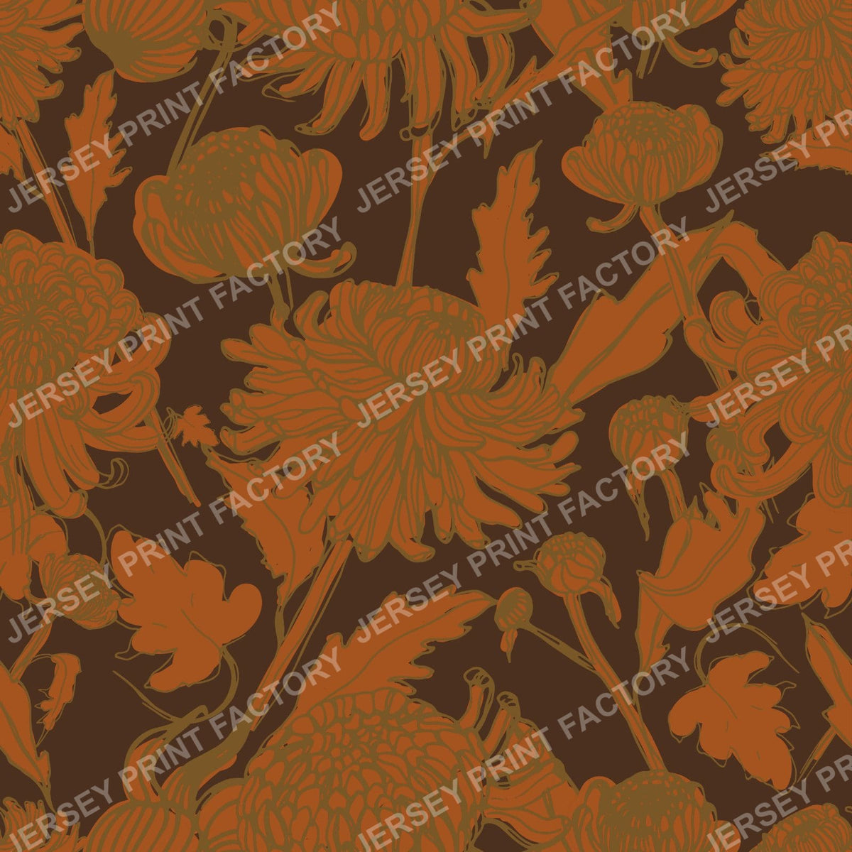 Moody Chrysanthemum  Deep Brown and Orange