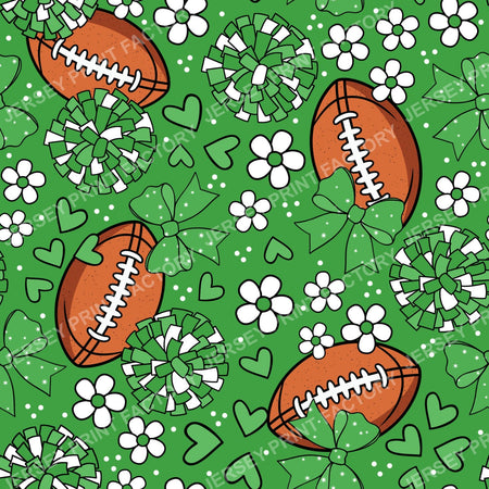 Football Cheerleader Cheer Bows Pom Poms In Green