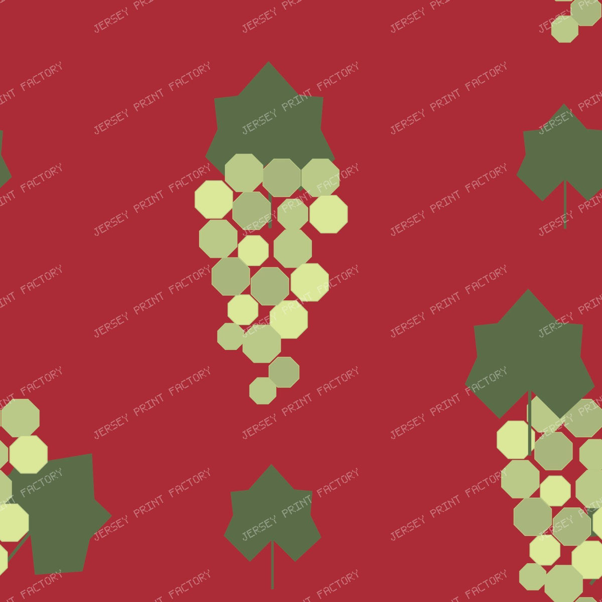 Grapevine Deco Green & Purple Clusters On Red — Red