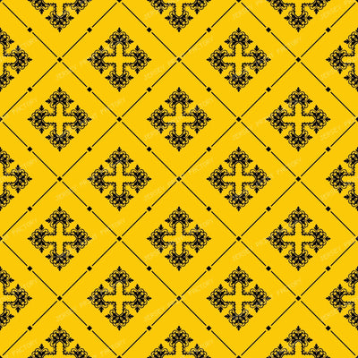 Black And White Damask, French Damask, Baroque Pattern — Yellow 2