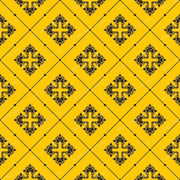 Black And White Damask, French Damask, Baroque Pattern — Yellow 2