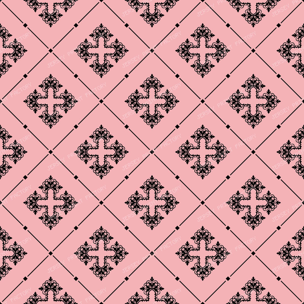 Black And White Damask, French Damask, Baroque Pattern — Pink 2