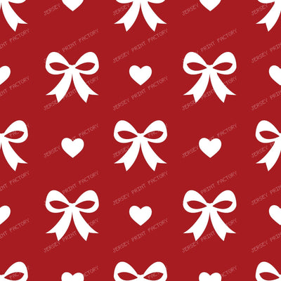 Bow Pattern, Coquette Bow, Ribbon, Cute Bow, White Bow, Hearts, Black — Red 3
