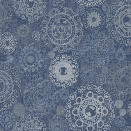 Vintage Ornamental Circles texturised blue
