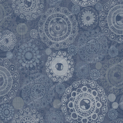 Vintage Ornamental Circles texturised blue