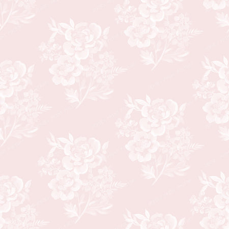 Etta - Watercolour Floral  Bunches   Dusky Blue — Pale Pink & White