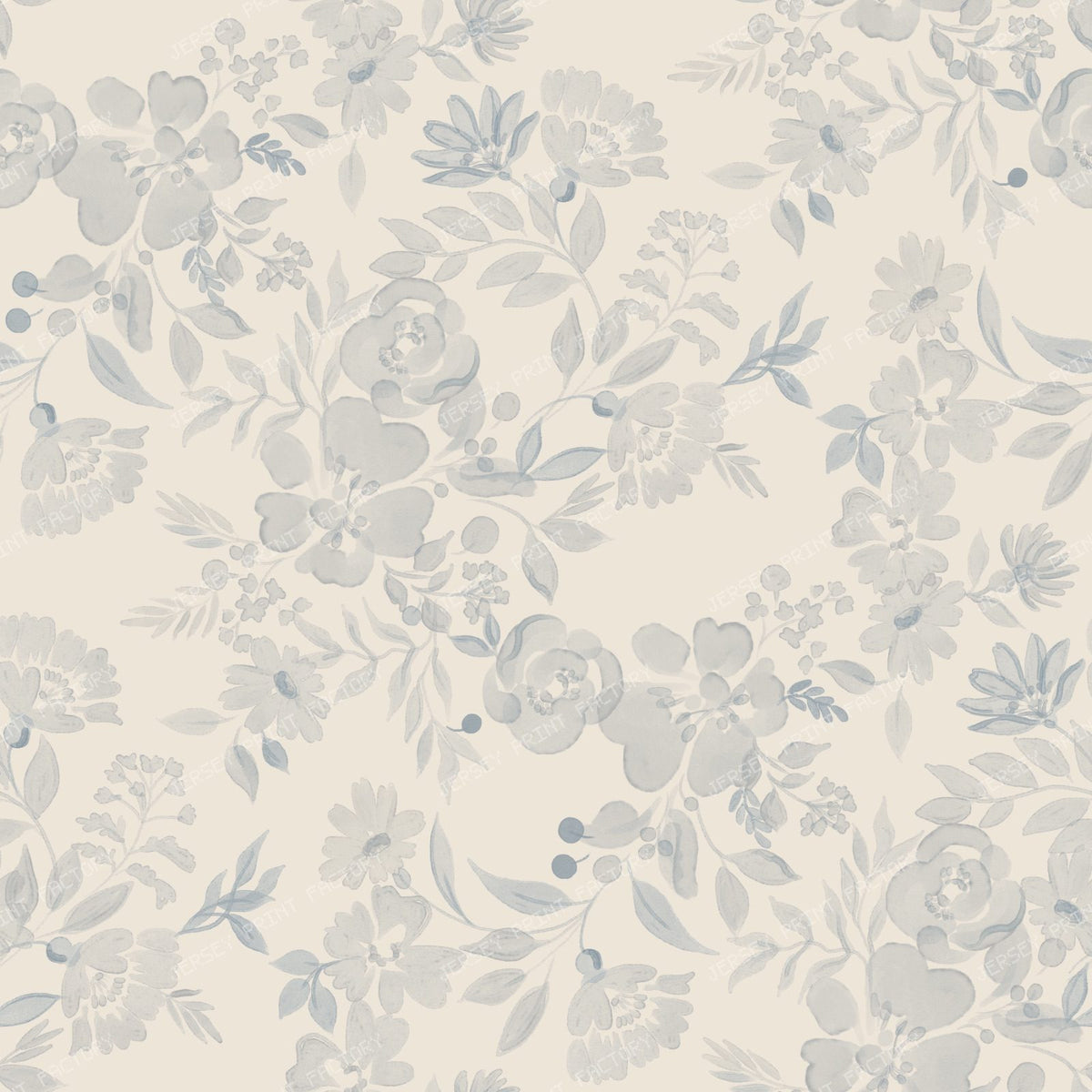 Bella   Watercolour Tonal Floral   Beige — Cream & Blue