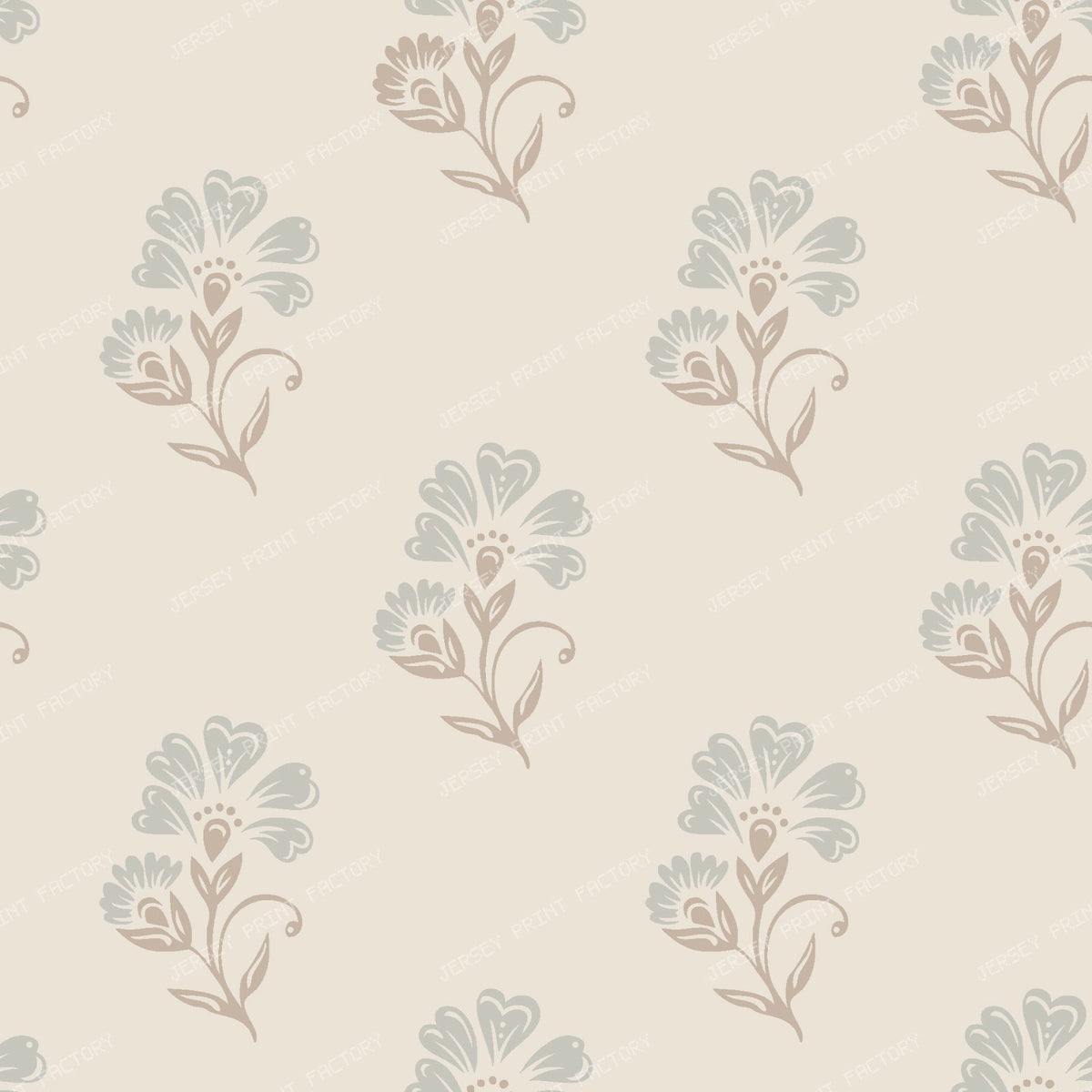Beatrice   3 Colour Block Print Floral   Cream & Brown