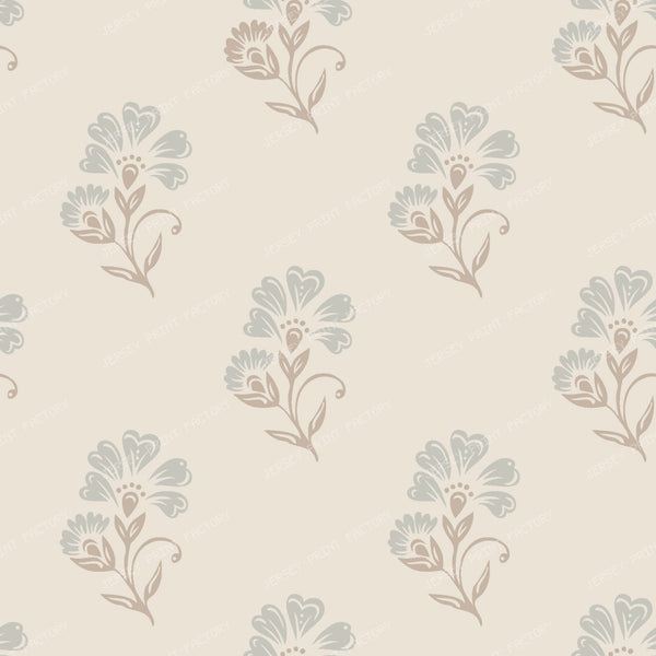 Beatrice   3 Colour Block Print Floral   Cream & Brown