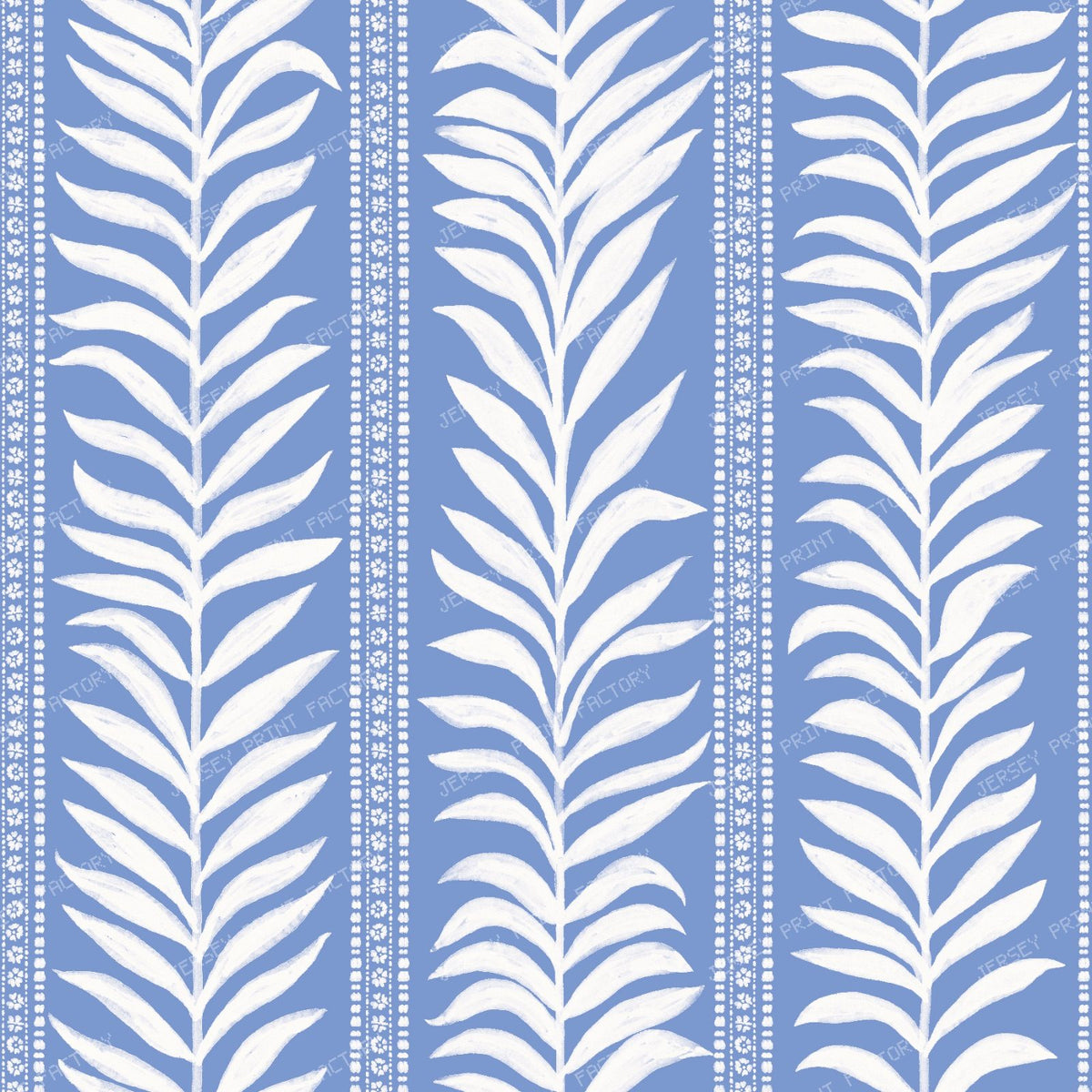 Belinda   Vertical Vine Stripe   White & Ice Blue — Periwinkle Blue & White