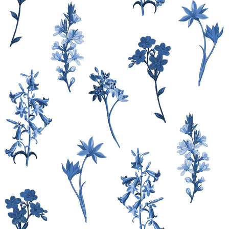 Antique Porcelain Blue Wildflower Meadow