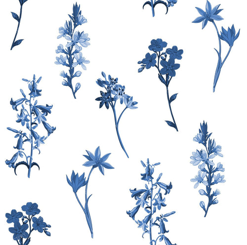 Antique Porcelain Blue Wildflower Meadow