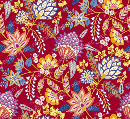 Modern Contemporary Chintz Floral Red