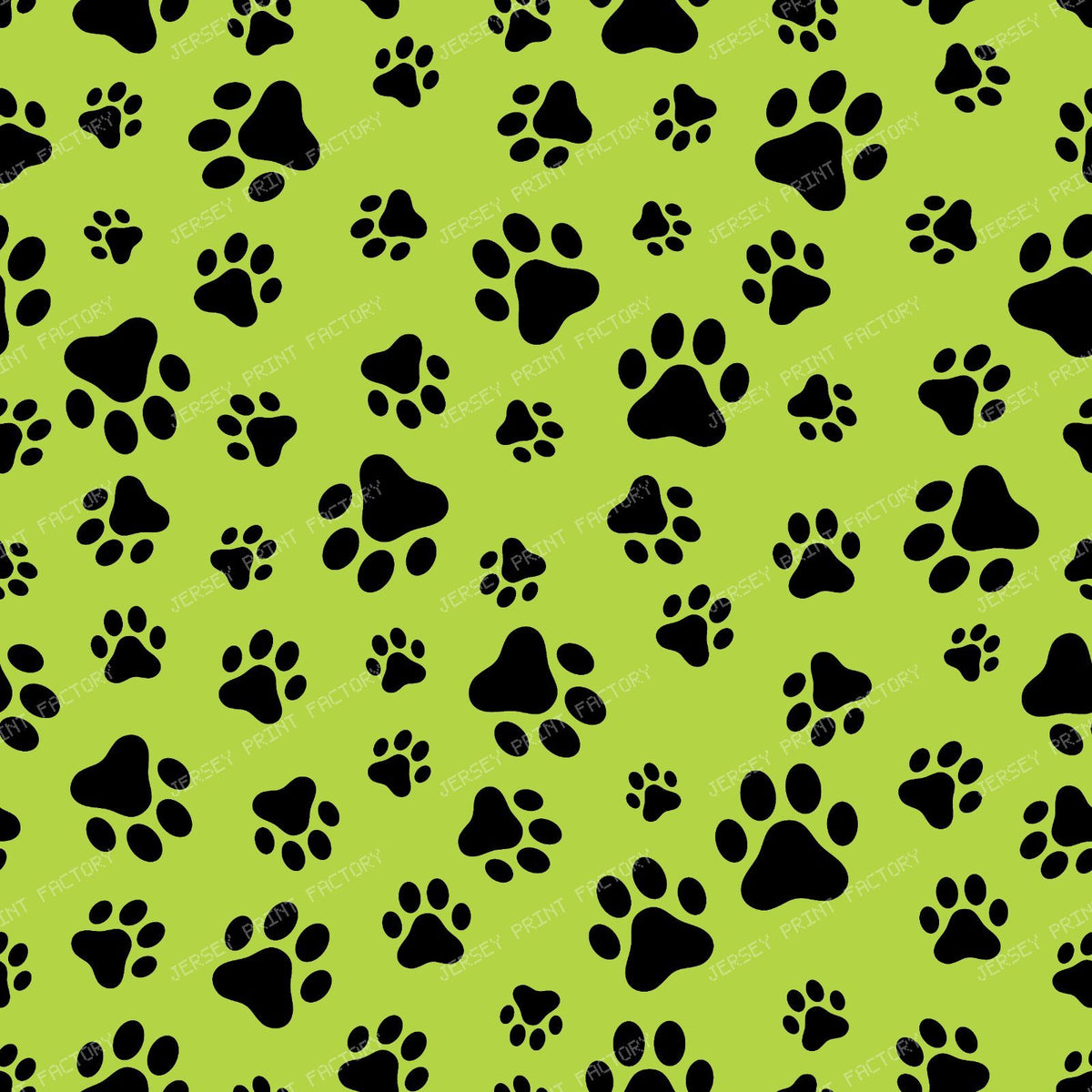 Pattern Of Paws, Dog Paws, Black and White — Green 15