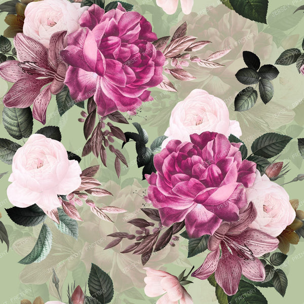 Burgundy Blush Roses – Vintage Victorian Grandmillennial Maximalist Romance — Green
