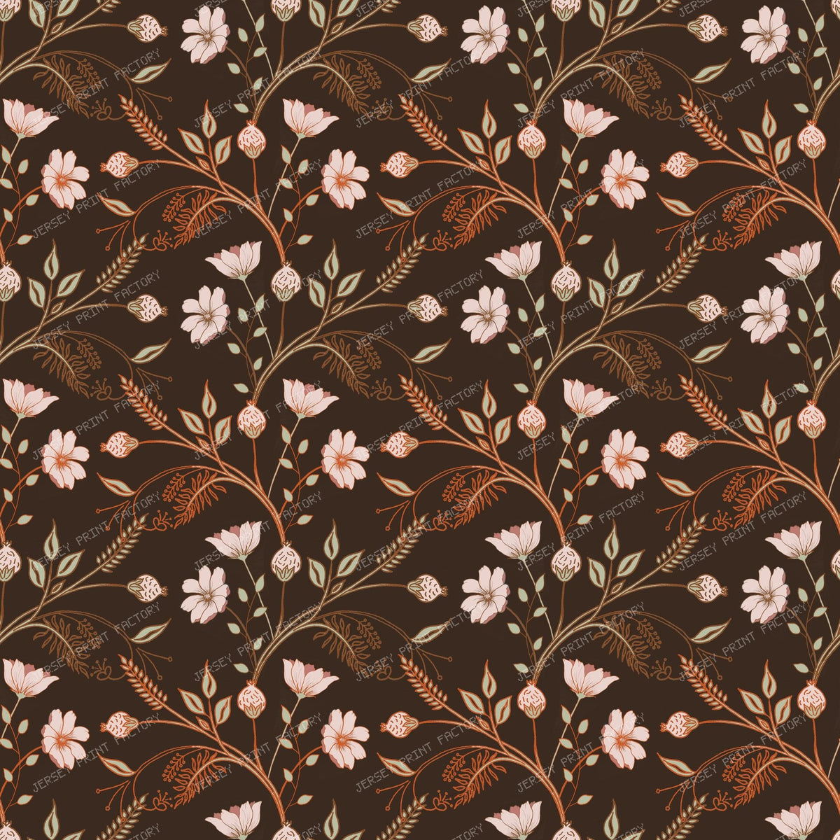 Cosmos  Chintz -  Chocolate Brown