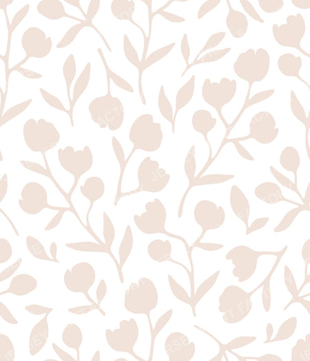 Fleurline - Modern Vintage Floral Silhouette - Dusty Rose on White