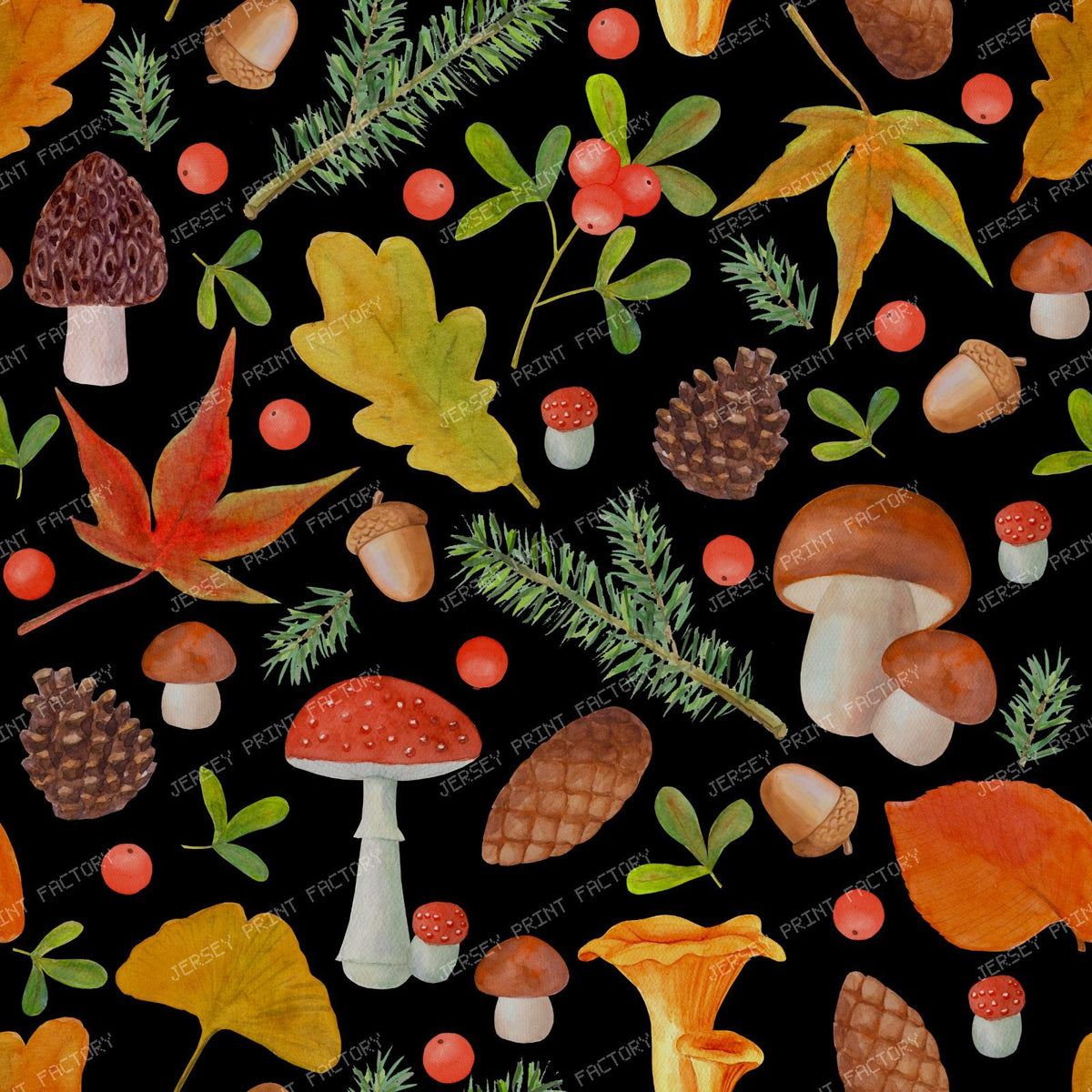 Seamless autumn watercolor hand drawn pattern