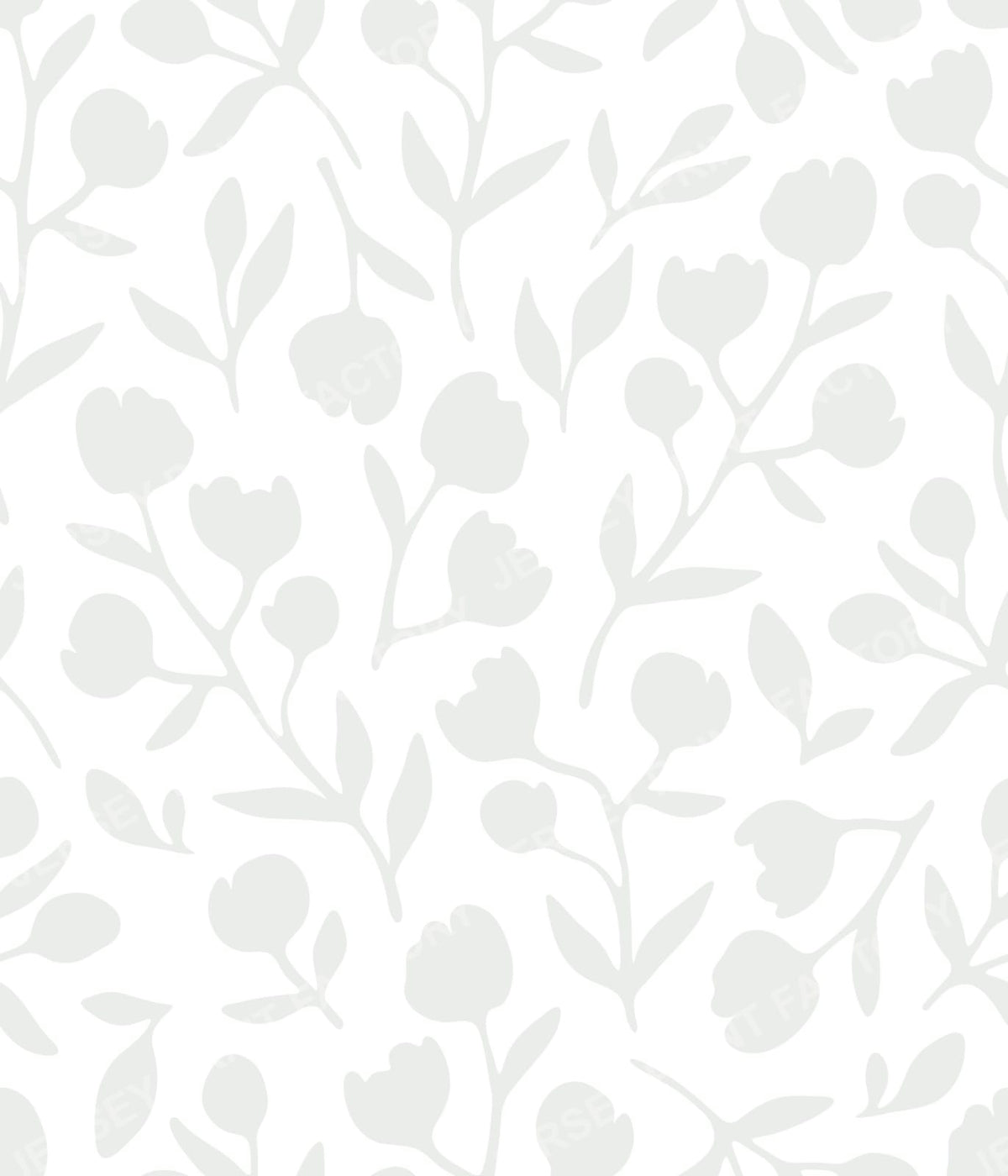 Fleurline - Modern Vintage Floral Silhouette - Light Sage on White