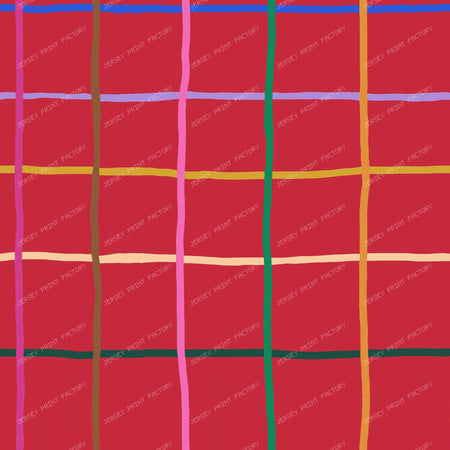 Colorful Hand Drawn Windowpane on Red